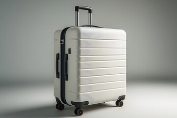 Textured Ivory Hardshell Suitcase with Telescopic Handle and Red