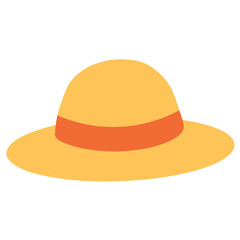 Yellow sun hat with orange band, ideal for summer vacation or beachwear designs.