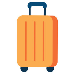 Obraz premium Flat orange travel suitcase with wheels and dark handle, symbolizing travel essentials.