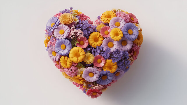 Montenegro National Statehood Day. Heart shape made out of flowers on white background