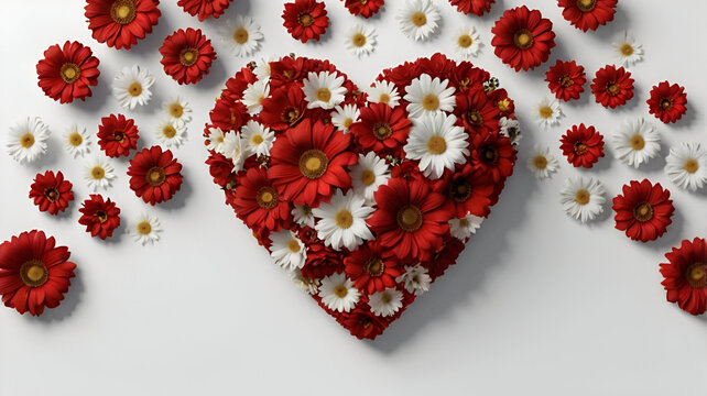 Montenegro National Statehood Day. Heart shape made out of flowers on white background