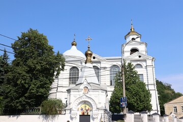 The Church of the Holy Cross on Podol is an Orthodox church in Kiev,  Ukraine, Orthodox Church of...
