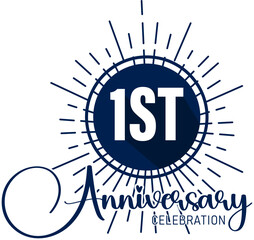 1 years anniversary celebration emblem. congratulations anniversary calligraphy background.