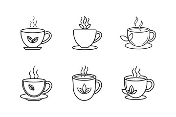 herbal tea cup icon line art vector illustration