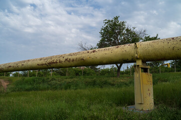 Gas pipe goes across the field