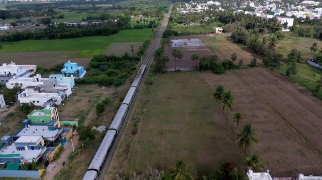 Railways converging at Villupuram Junction showing platforms