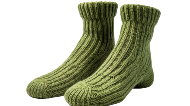 Woolen blue socks isolated on transparent background. PNG Lifestyle