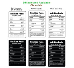 Fototapeta premium Chocolate Nutrition Facts Label Template. Printable & Editable Design