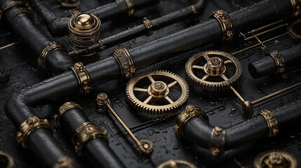 Industrial Steampunk Gears and Pipes