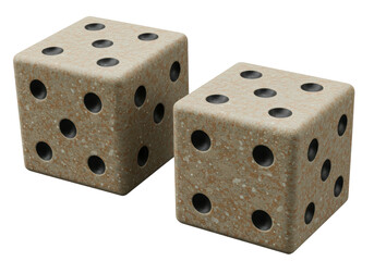 Isolated Textured Beige Dice Pair with Black Dots