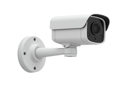 Isolated Modern Surveillance Camera with White Housing