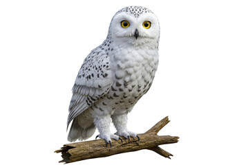 Isolated Majestic Snowy Owl Perched on Branch