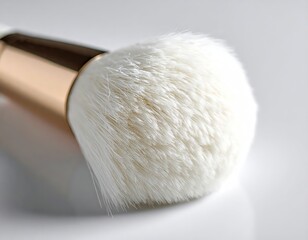 White Makeup Brush Close-Up on White Background