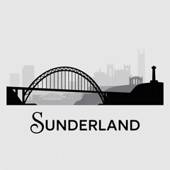 Sunderland Skyline Silhouette — England Coastal City Vector Illustration