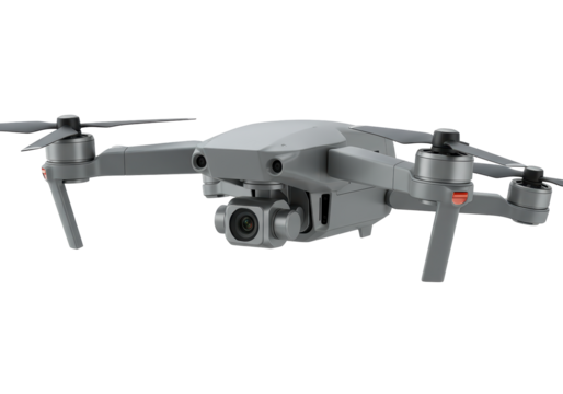 Isolated Modern Grey Drone Flying Aerial Photography