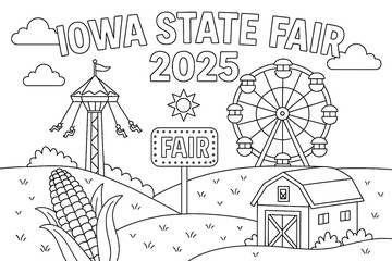 landscape-oriented iowa state fair 2025 coloring page