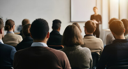 Betriebliche Versammlung, intern, Rede, audience of adults, Vortrag, Präsentation