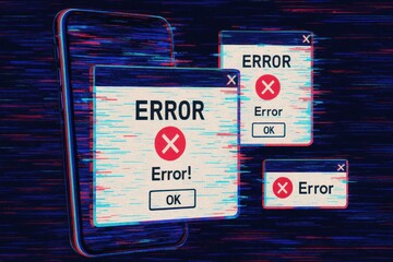 Error Messages Displaying on a Smartphone Screen During a Technical Issue