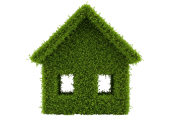 Isolated Green Leaves House Shape Eco Friendly
