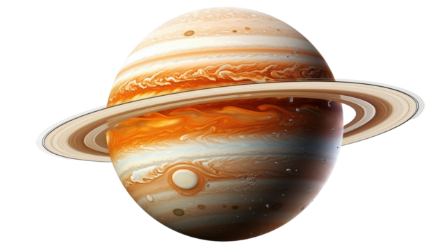 Planet Saturn illustration isolated on transparent background. PNG Science