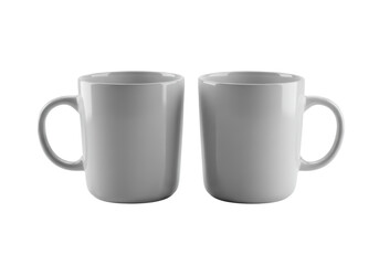 Isolated Pair of Plain White Ceramic Mugs for Hot Beverages