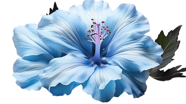 Blue hibiscus flowers isolated on transparent background. PNG