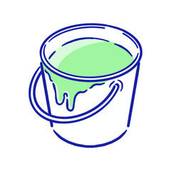 バケツの中に入ったペンキ_パステルグリーン