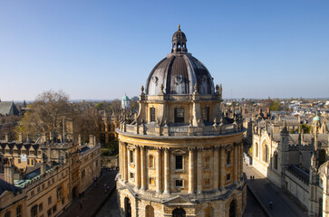 Elevated view of the iconic Bodleian library in the city of Oxford