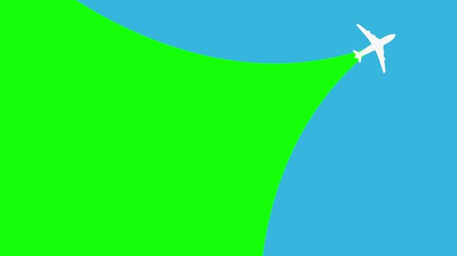 Vector plane movement and frame screen change transition. Animation from diagonal left to right flight.