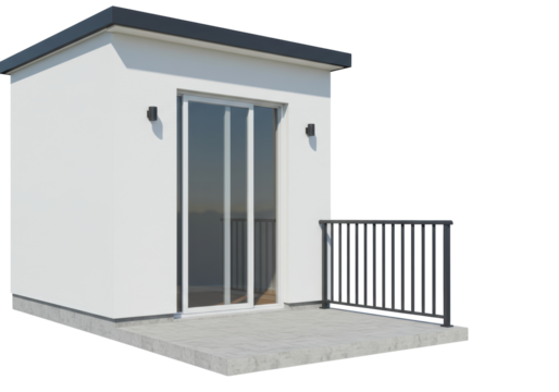 Isolated Modern Prefabricated Tiny House with Balcony