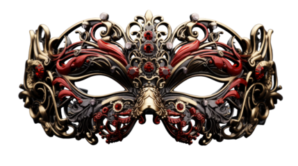 Red carnival mask isolated on transparent background. PNG