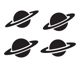 Minimal ringed planet silhouette designs.