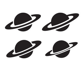 Minimal ringed planet silhouette designs.