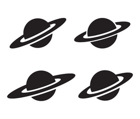 Minimal ringed planet silhouette designs.