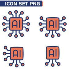 Icone icon di linea di intelligenza artificiale cervello cranio testa uomo macchina androide umanoide illustrazioni cloud 