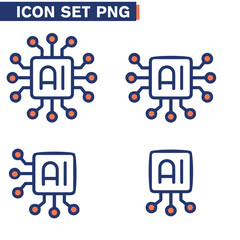 Icone icon di linea di intelligenza artificiale cervello cranio testa uomo macchina androide umanoide illustrazioni cloud 