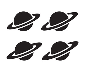 Minimal ringed planet silhouette designs.