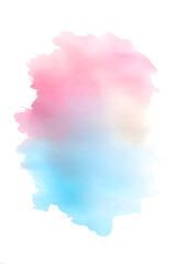 Obraz premium Gradient watercolor blot with blue and pink tones on white. Great for abstract design, digital art, and print backgrounds.