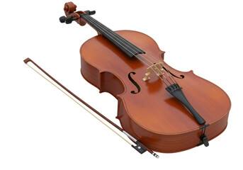 Fototapeta premium Isolated Classic Cello with Bow Musical Instrument