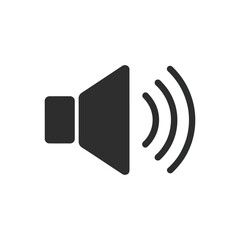 Simple black speaker icon emitting sound waves silhouette vector.