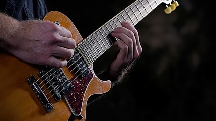 Live guitar performance intimate venue music content dimly lit environment close-up view passion for music