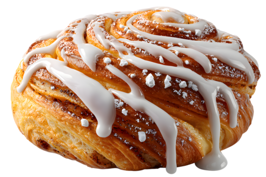 spiral bun with icing drizzle, French sweet roll pastry swirl dessert. isolated on transparent background with clipping path.
- Powered by Adobe
