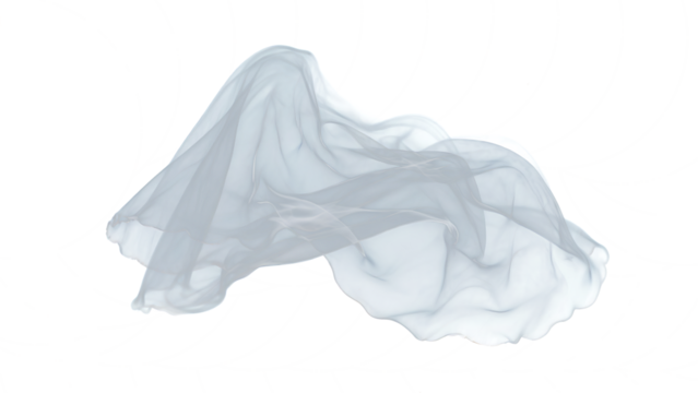 Transparent Blue Fabric PNG, Abstract Draped Light Blue Cloth with Soft Folds and Waves on a Transparent Background, Elegant and Flowing Fabric Overlay for Design Projects