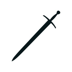 Classic medieval longsword weapon silhouette against a white background