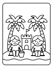 cute kids coloring pages isolated