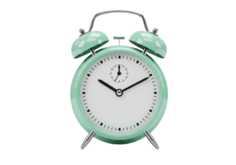 Isolated Mint Green Retro Alarm Clock