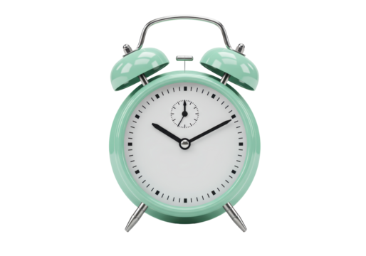 Isolated Mint Green Retro Alarm Clock