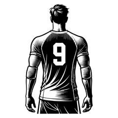 Back View Of Volleyball Player Wearing Number Nine Jersey