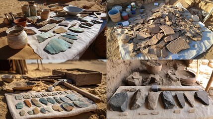 Archaeological finds, classified, displayed, site