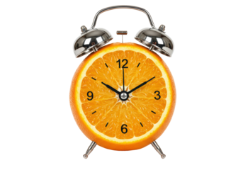 Isolated Creative Orange Slice Alarm Clock on White